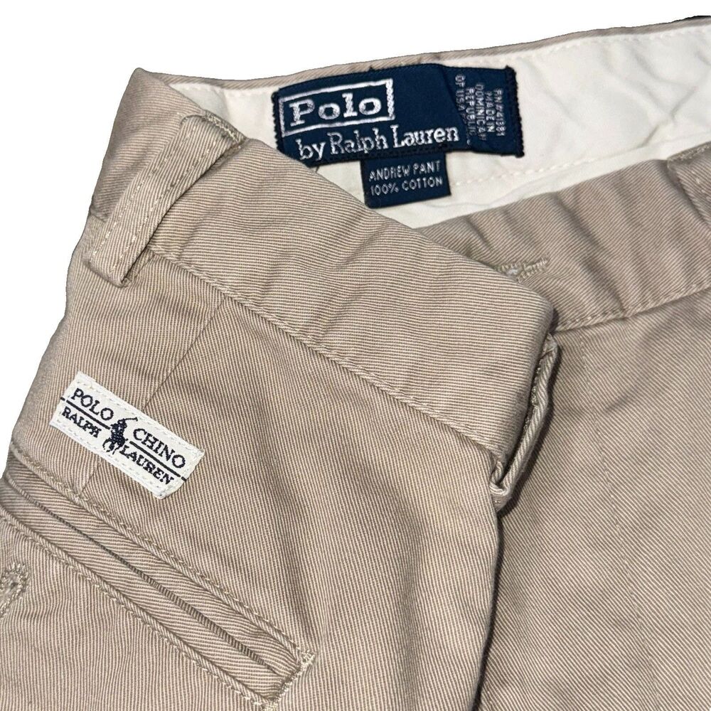 Polo Ralph Lauren Andrew Pant Mens Size 35x32 Double Pleated Chino Vintage 90s